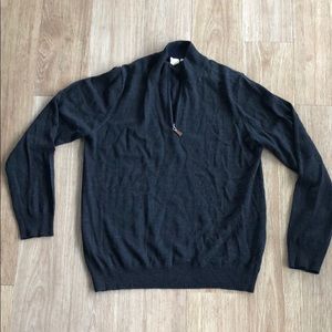Dark grey half zip 100% merino wool pullover